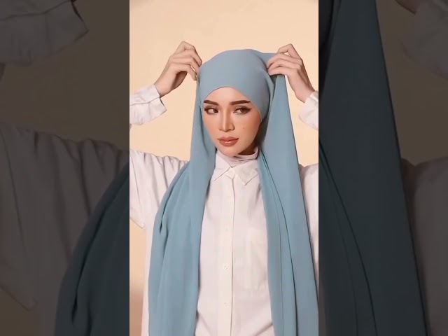 sky blue 💙 type hijab tutorial #hijabehaya #hijabfashion #abaya #hijabfashiontrends