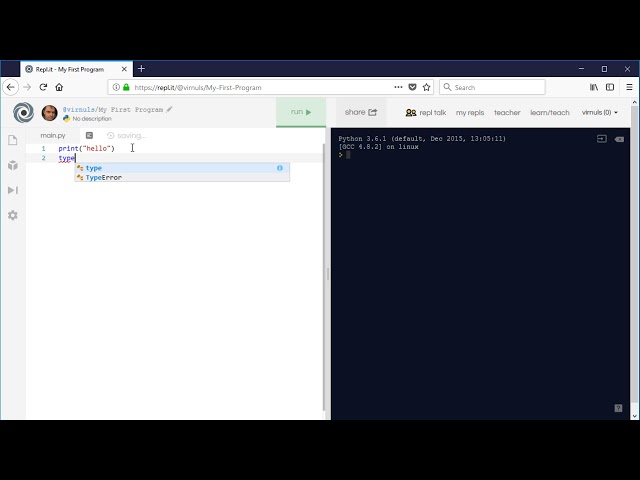 Python 3 - Programming with Repl.it