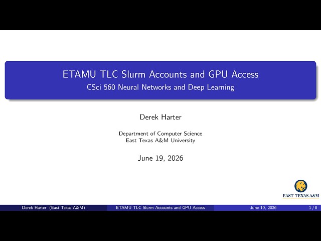 C04: ETAMU TLC Slurm Accounts and GPU Access