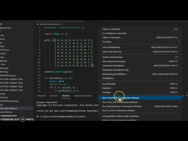 Löseprogramm in Python mit speziellem Sudoku