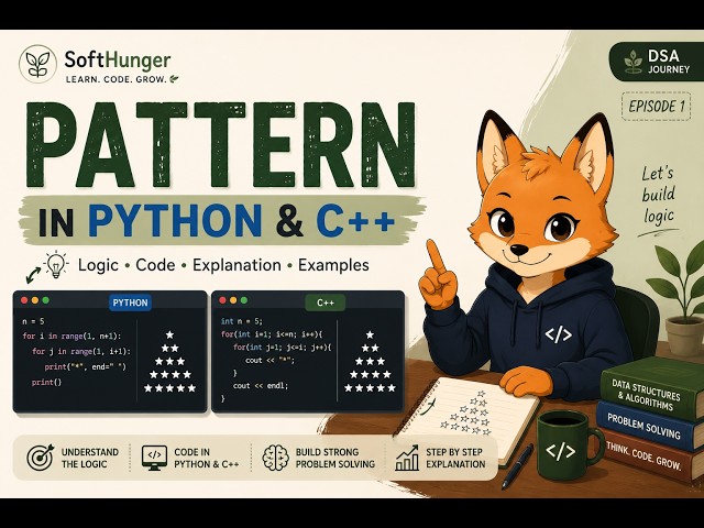 Pattern Problems in C++ & Python | Day 01 | 100 Days of DSA