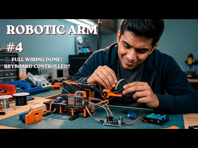 4-DOF Robotic Arm Wiring Complete + Keyboard Control Test Ep #4 | Malayalam