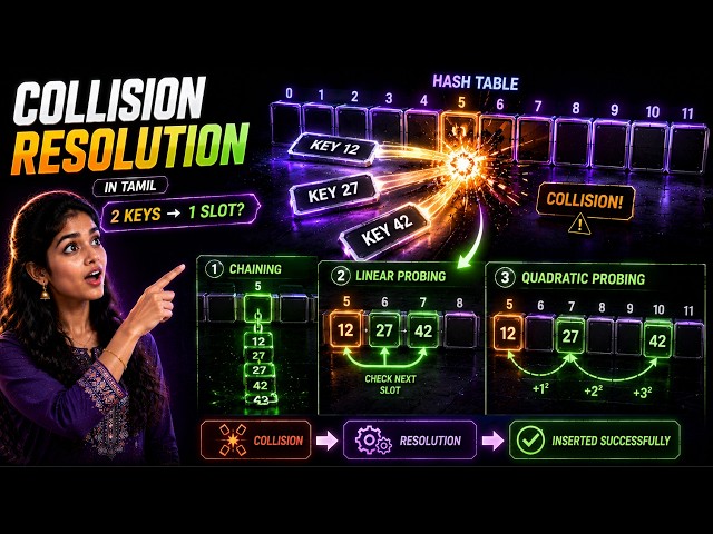 Collision Resolution in Hashing Explained in Tamil 🔥 in 5 minutes #collision #hashing #keepgon