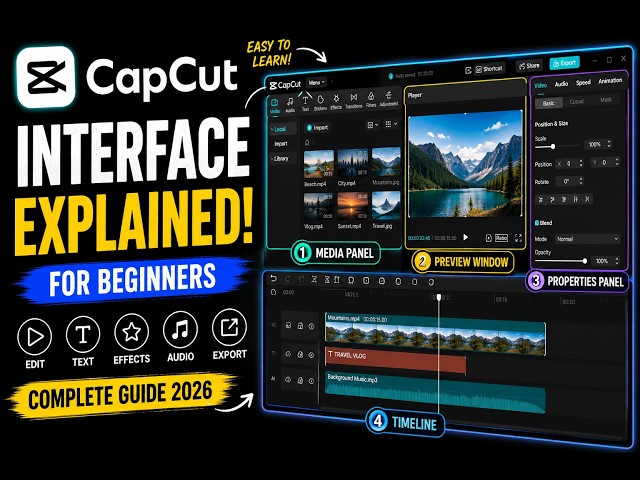 CapCut Interface Explained for Beginners (2026) | Complete Tour