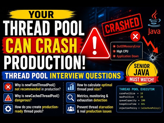 Java Thread Pool Interview Questions | Production Issues, Sizing & Monitoring Explained