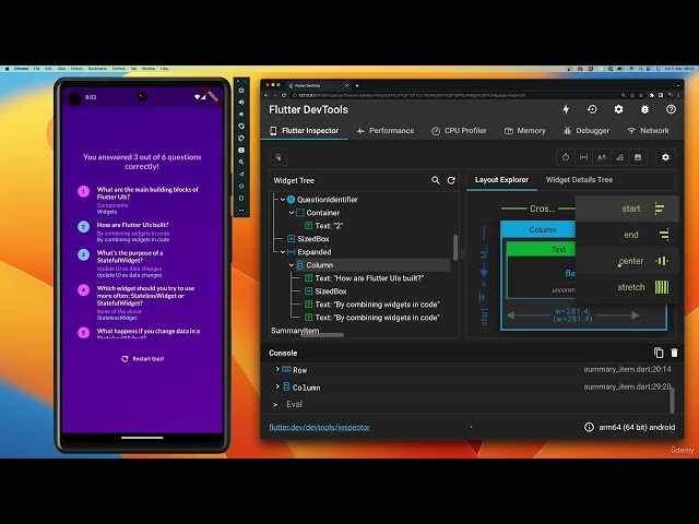 4 5 Working with the Flutter DevTools