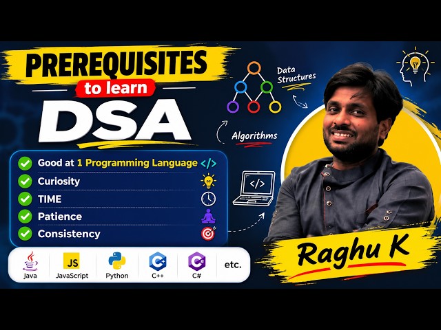 Prerequisites to learn DSA ( JavaScript ) || DSA World || DSA in Telugu ( తెలుగు ) & English #raghuk