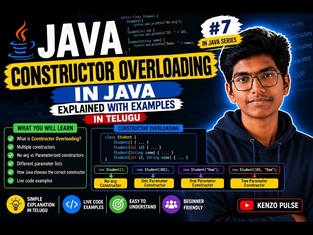 Constructor Overloading in Java Explained with Examples in Telugu | Kenzo Pulse |