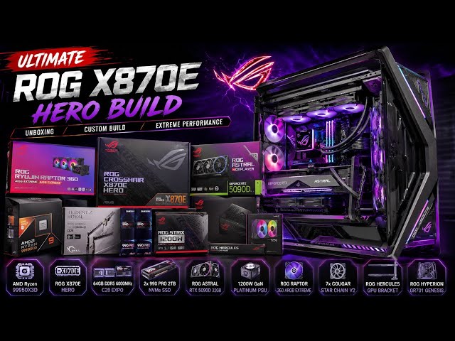 ULTIMATE ASUS ROG ASTRAL RTX 5090 GAMING PC BUILD | RYZEN 9 9950X3D | ASUS ROG Hyperion GR701
