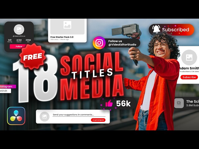 18 Free Social Media Titles for Davinci Resolve