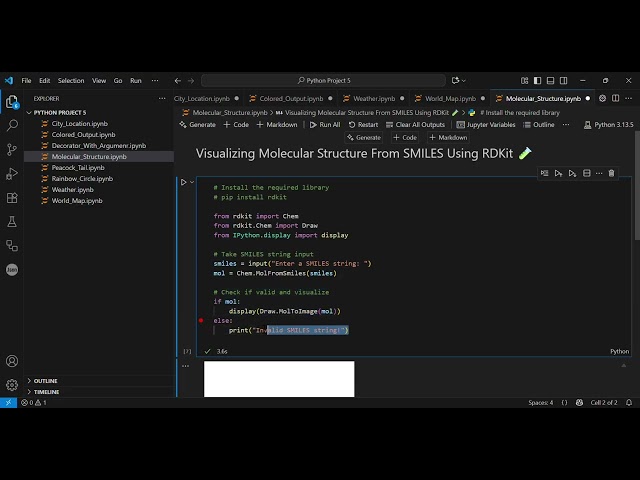Visualize Molecular Structures from SMILES in Python | RDKit Tutorial for Beginners