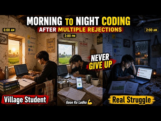 Morning To Night Coding Routine | After Every Rejection I Coded Harder 🔥 | Real Struggle