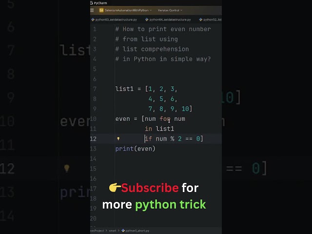 54 : Print Even Elements from List in Python 🧠💡| #shorts #pythonprogramming #pythontutorial