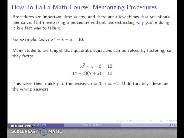 How to Fail a Math Course