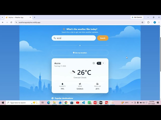 Skyline Weather App | JavaScript API Project