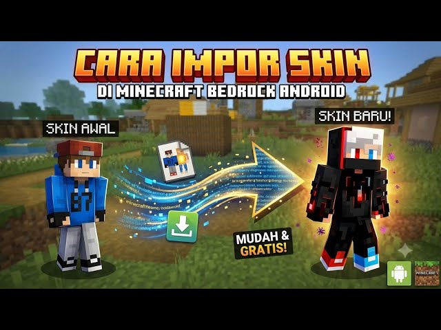 CARA PASANG DAN IMPOR SKIN DI MINECRAFT BEDROCK HP ANDROID !! 100% WORK I AL UL GAMER