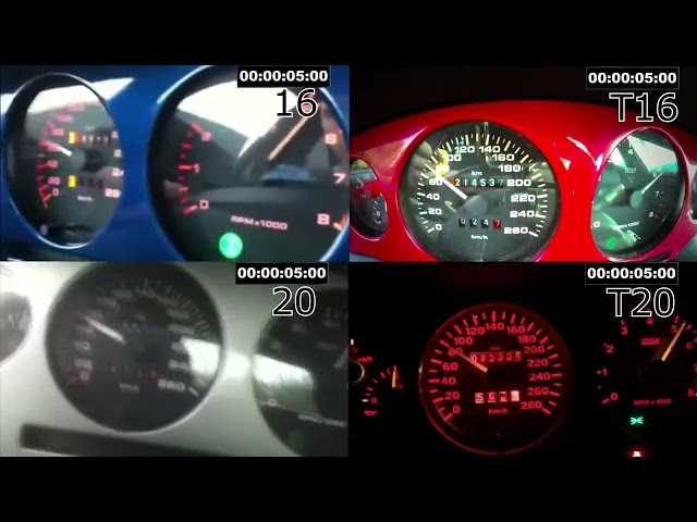 Fiat coupé 0-100 comparison (16v vs 16vT vs 20v vs 20vT)