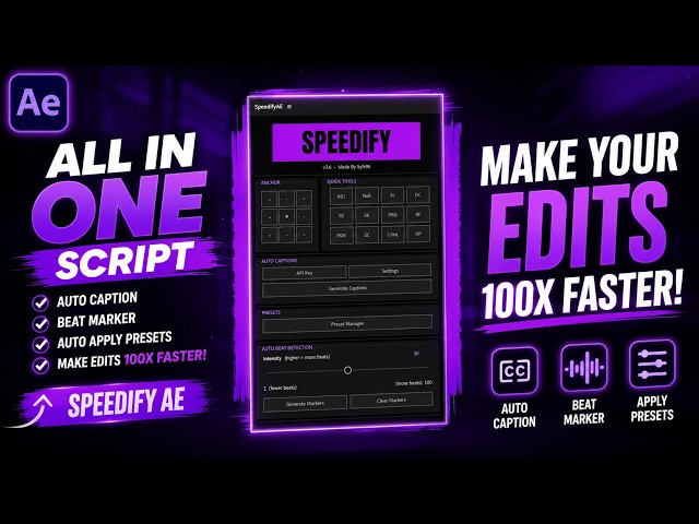 FREE After Effects Script To Edit Faster⚡ (Auto Captions, Beat Marker & Fast Presets Apply)