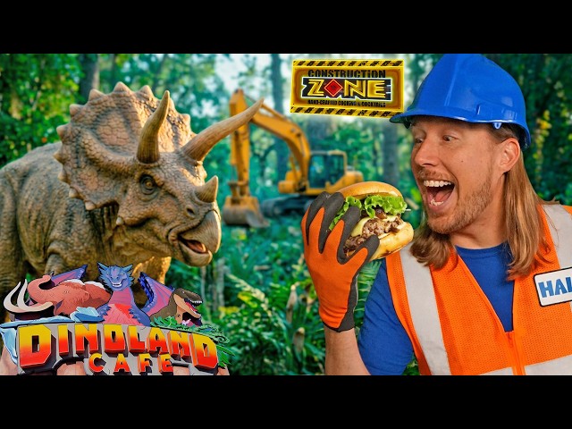 Handyman Hal Explores Dino Land Cafe & Construction Zone Cafe | Fun Themed Restaurants for Kids!