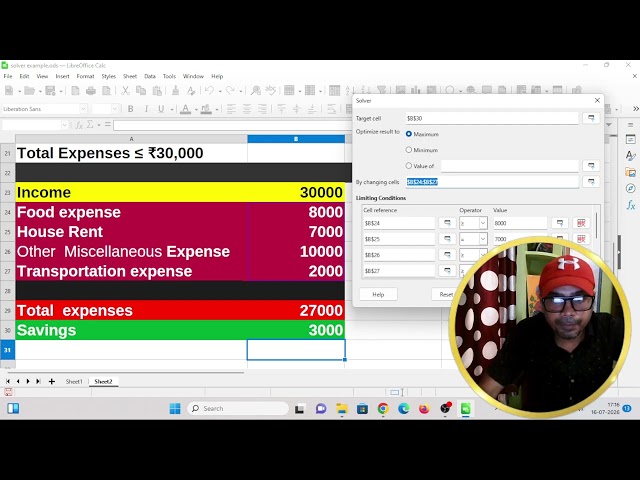 Solver in Excel or spreadsheet by Debasish Debnath Sir,Durgapur, Mob:9232441317 | CBSE ICSE WBCHSE