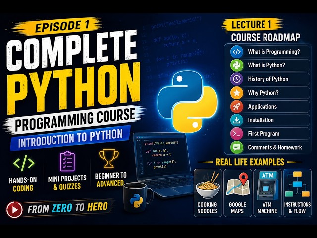 Python Programming Course for Beginners | Episode 1: Introduction to Python 🐍 | Complete Course