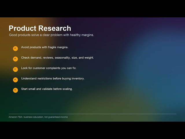 Product Listing, Setup and How Sellers Earn","Want to understand Amazon FBA before starting?