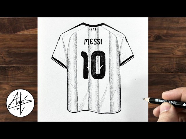 How to Draw Messi #10 Argentina Jersey ⚽ | Easy Pencil Drawing Tutorial