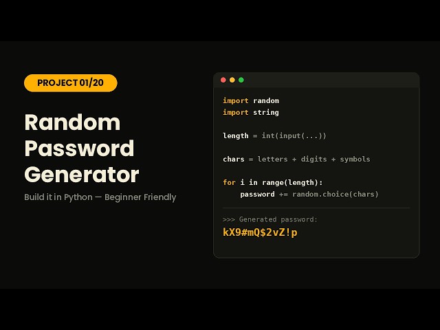 Python Project #1: Random Password Generator (Beginner Tutorial)