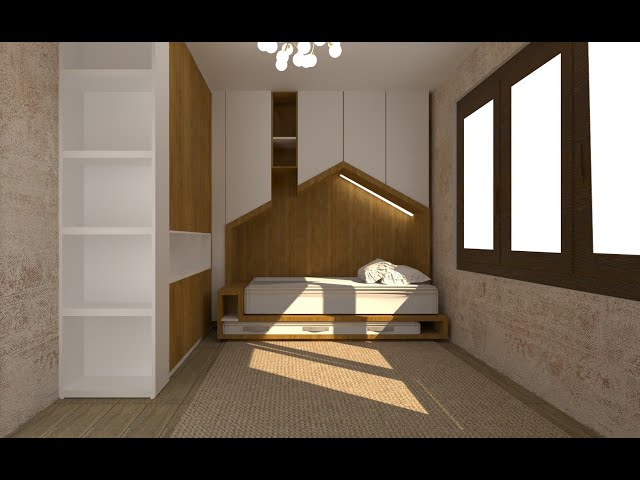 3D 360 VR Interior Design Project. Virtual tour. Bedroom design