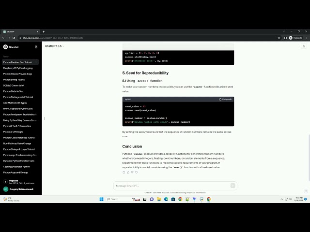 Python random number generation