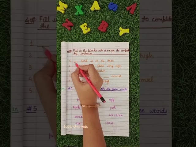 Use of articles 'A' & 'An' . Easy DIY Worksheets.                                     #sudarshankids