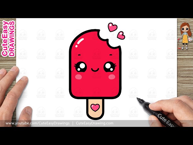 How to Draw a Cute Red Ice Cream Easy Step-by-Step | Kawaii Ice Cream Drawing for Kids & Toddlers!