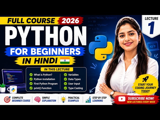 Learn Python from Scratch in Hindi | Lecture 1 | Complete Beginner Course