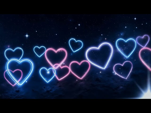Futuristic Ultraviolet Neon Glowing Hearts  4K OLED Tv Visual Background