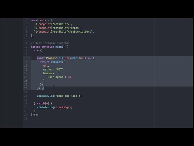 Async Await in Node JS or ES6 with Loops & Github API