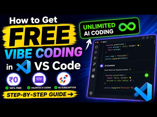 Code Faster with FREE Vibe Coding in VS Code | Beginner Tutorial
