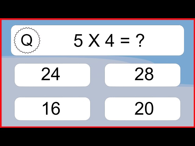 20 Multiplication Quiz Exercises for Kids