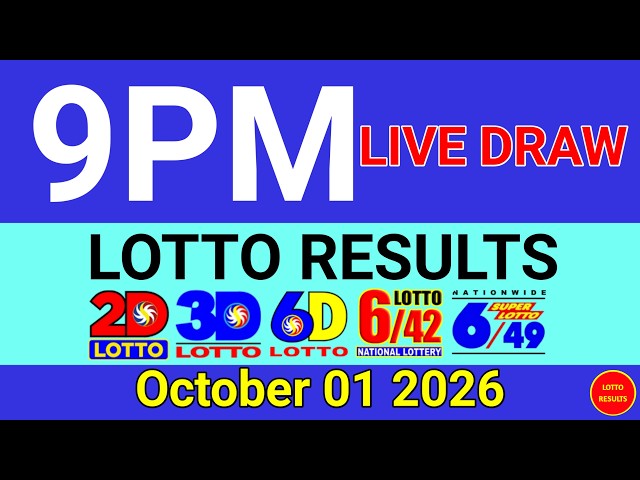 Lotto Result Today 9pm Draw October 01, 2026 Wednesday Swertres Ez2 PCSO Live Result