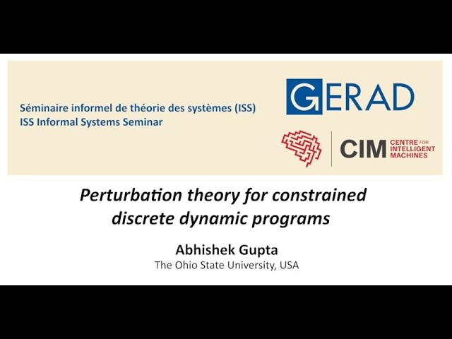 Perturbation theory for constrained discrete dynamic programs, Abhishek Gupta
