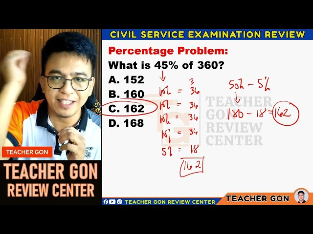 PERCENTAGE PROBLEM | Civil Service Review by Teacher Gon Review Center