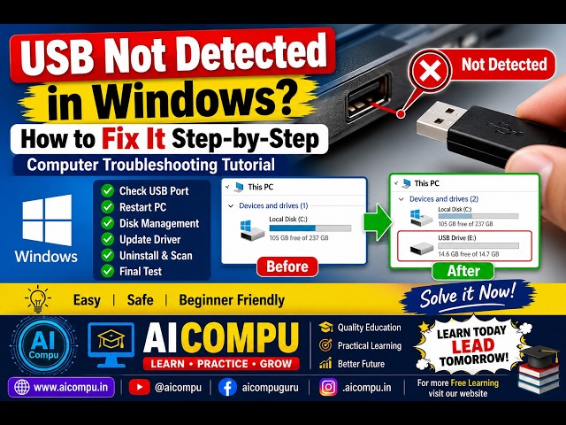 USB Not Detected in Windows? | How to Fix It Step-by-Step | Computer Troubleshooting Tutorial