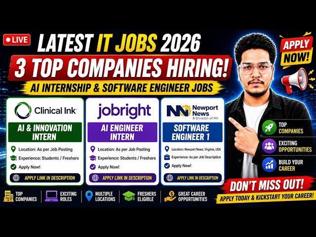 🚀 Top 3 Companies Hiring 2026 | AI Engineer & Software Engineer Jobs | Apply Now