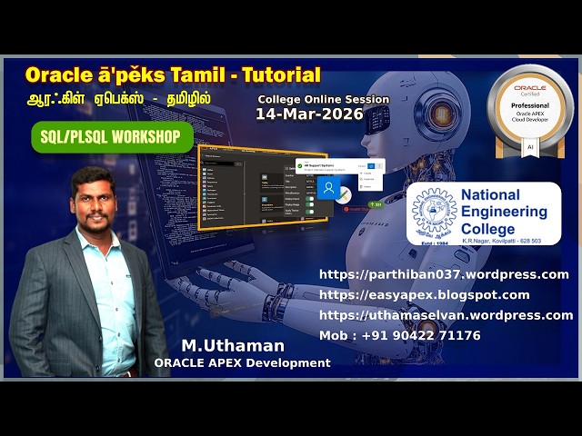 Introduction to PL/SQL | Oracle SQL, PL/SQL & APEX | Full Session for Students | Uthamaselvan