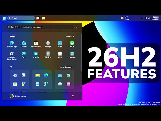 New Windows 11 26H2 Features – New Start Menu Hover, New Search Settings and more (How to Enable)