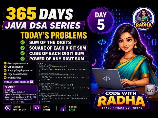 Sum of Digits, Square Digits Sum and Cube Digits Sum in Java | Java DSA Day 5 🚀