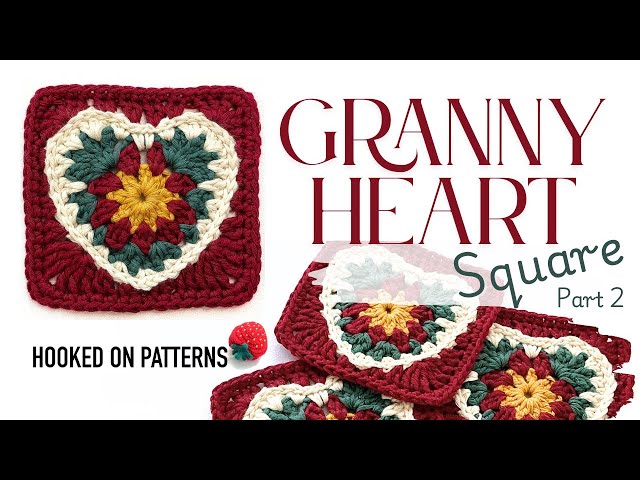 Free Granny Heart Square Crochet Pattern Video Tutorial - Part 2 - How to make a Heart Granny Square
