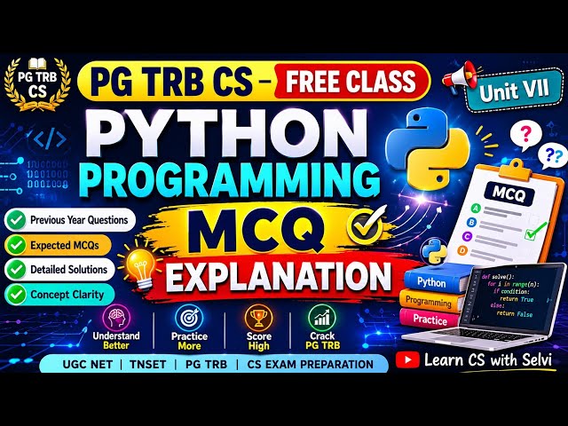 Top Python MCQs for PG TRB Computer Science | Detailed Explanation in Tamil #pgtrbcs 