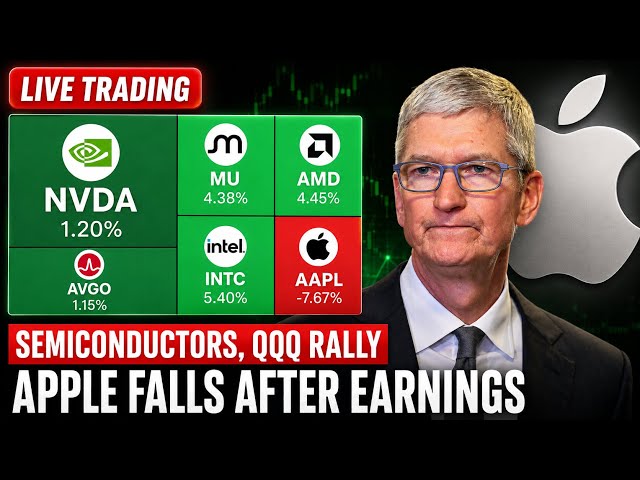 Semiconductors Lead Nasdaq Reversal 📈 $AAPL Falls After Earnings | Live Trading Stock Market Today