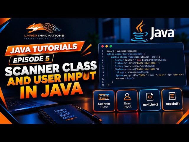 Java Tutorials Episode 5: Scanner Class and User Input in Java