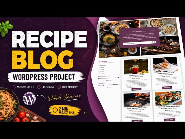 Recipe Blog Website Design | WordPress Project Showcase | Responsive Web Design